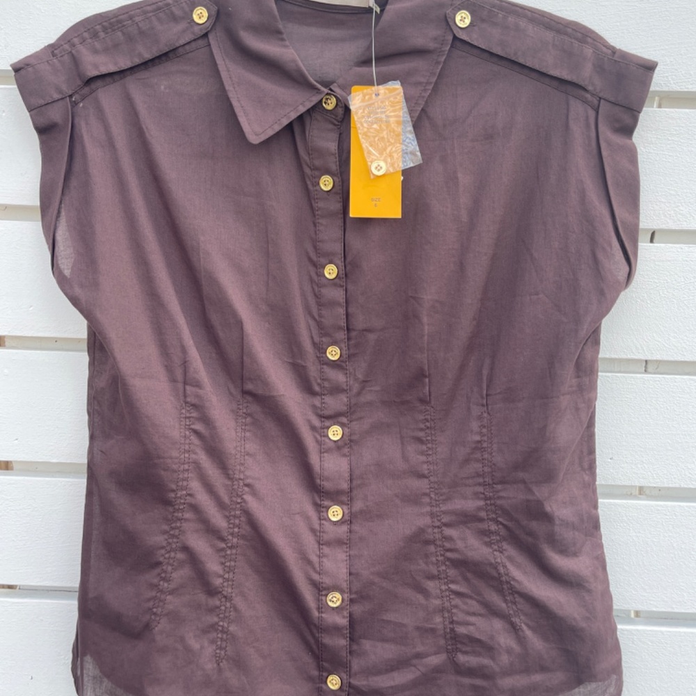NEW Tory Burch Brigitte blouse, coconut brown, women’s size 6